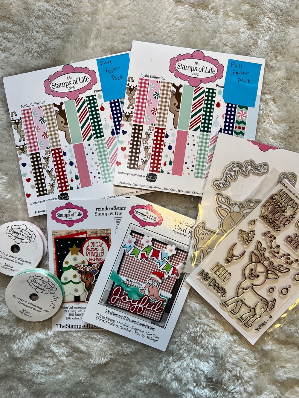 The Stamps of Life Holiday Paper Pack, Stamps, Die Cut - Pink, Red, Green, White